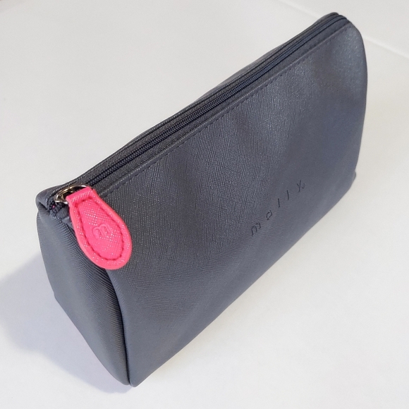 Cosmetics Makeup Bags Gray Pink Womens Girls PU Leather Zipper Pouch Makeup Case - Picture 1 of 8